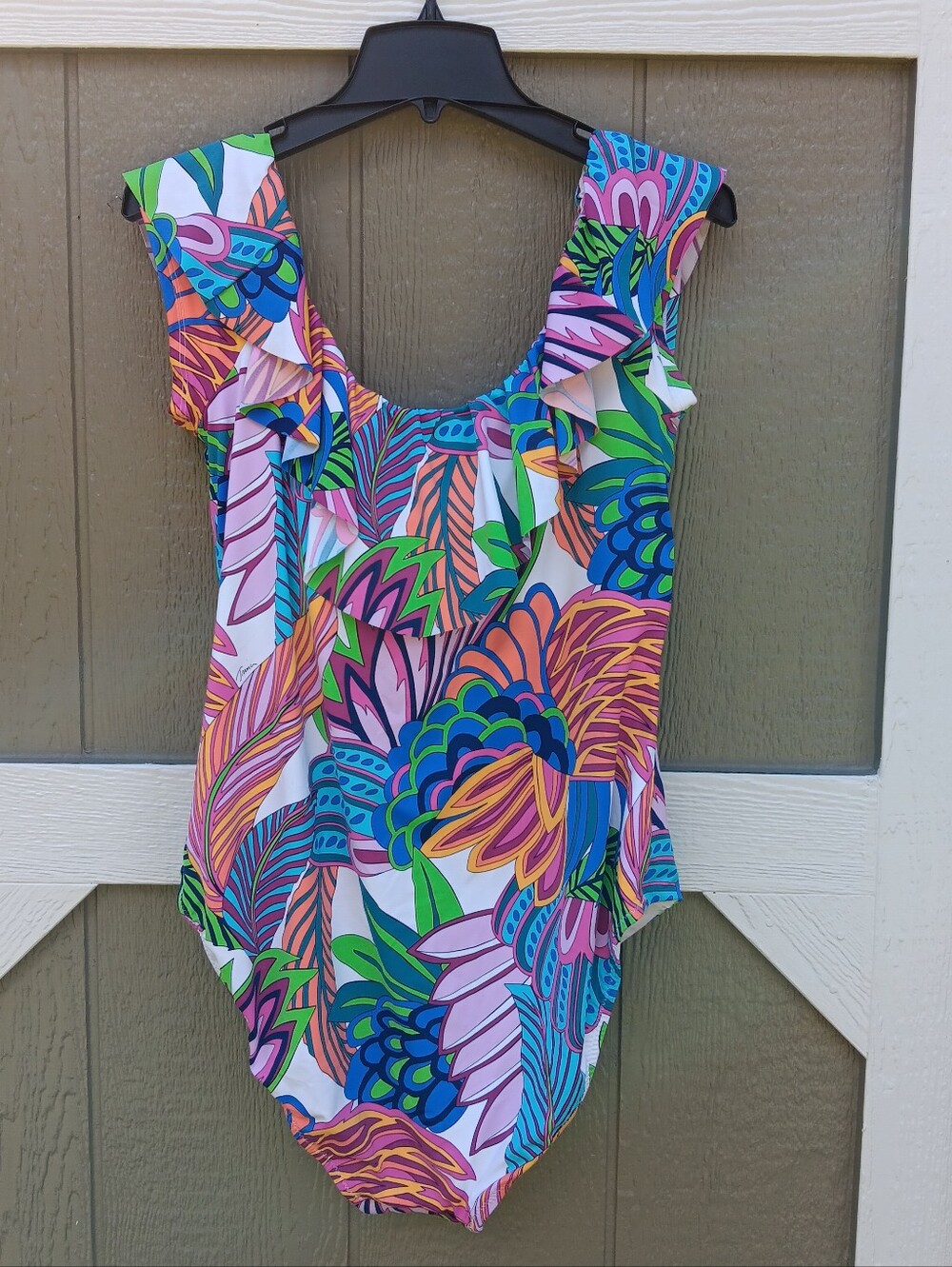 Trina Turk NWT Multi Color Tropical Print One Piece Swimsuit Size 20W - Picture 5 of 10